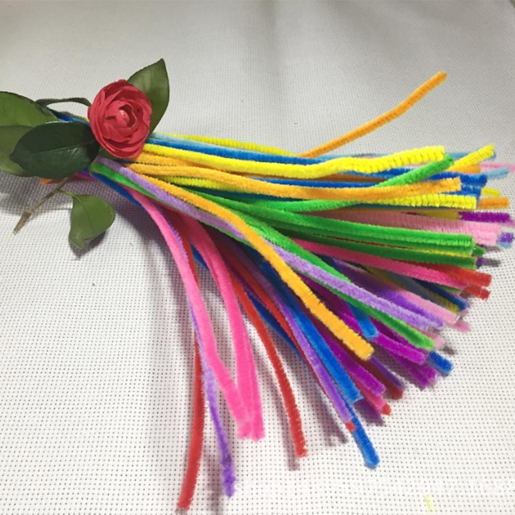 100 Pieces Chenille Stems Pipe Cleaners Kids Craft Toys Twist Rods Red