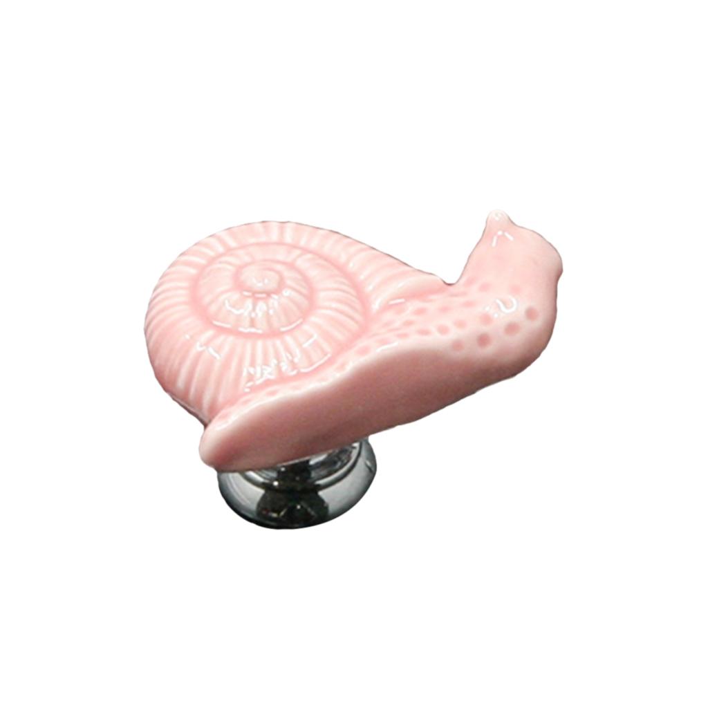 Ceramic Door Knob Cabinet Drawer Wardrobe Cupboard Snail Pull Handle Pink