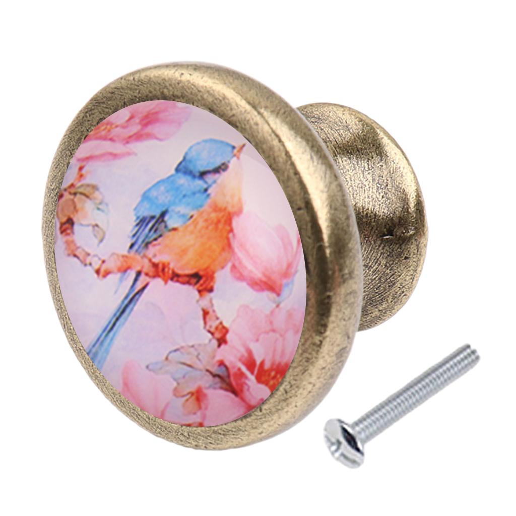 Vintage Metal Round Birds Drawer Knob Cupboard Cabinet Knobs Pull Handle #16