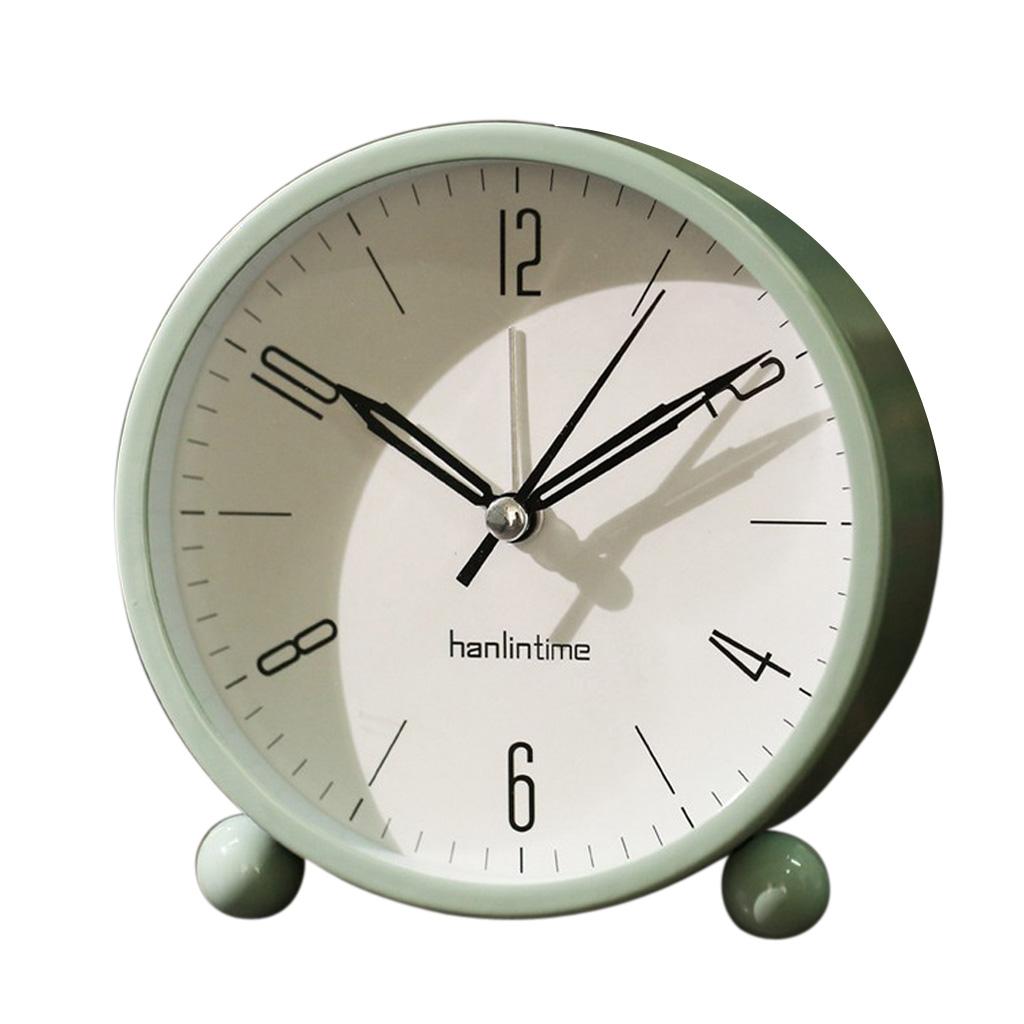European Round Battery Alarm Clock Desktop Table Bedside Clocks Decor Green