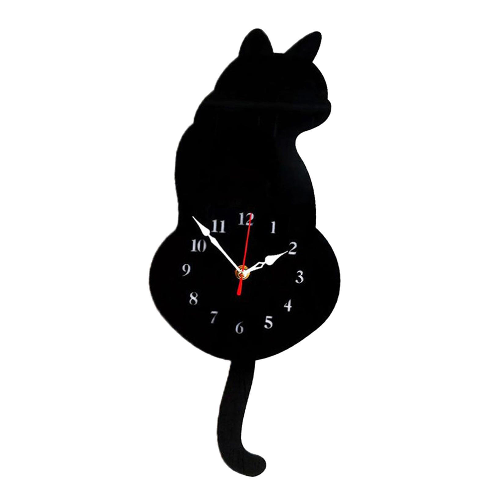 Cartoon Horloge murale chat horloge avec Waging Swing Queue Pour Chambre À Coucher Décoration Maison