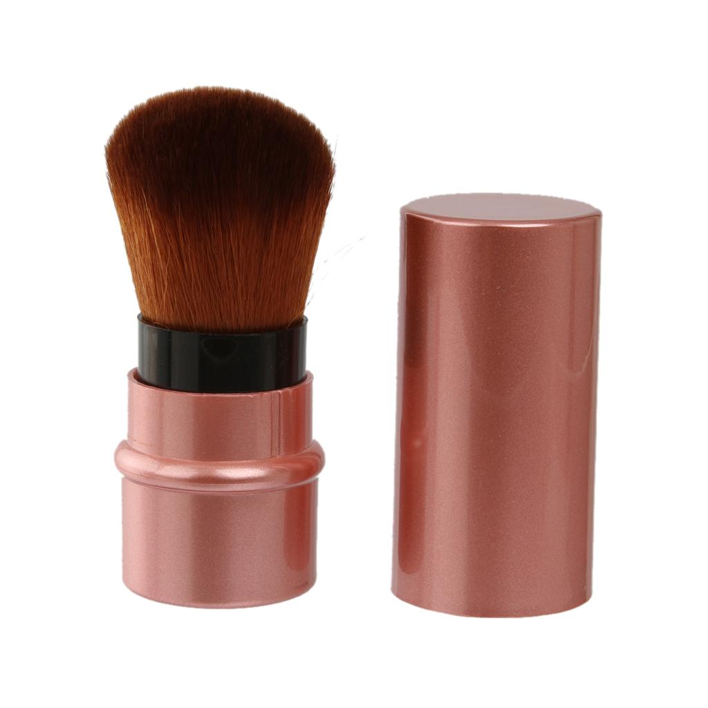 Travel Retractable Blush Brush Powder Shadow Brush Facial Makeup-Red 