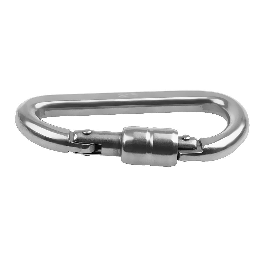 316L Stainless Steel Rock Climbing D Shape Auto Locking Carabiner 8MM