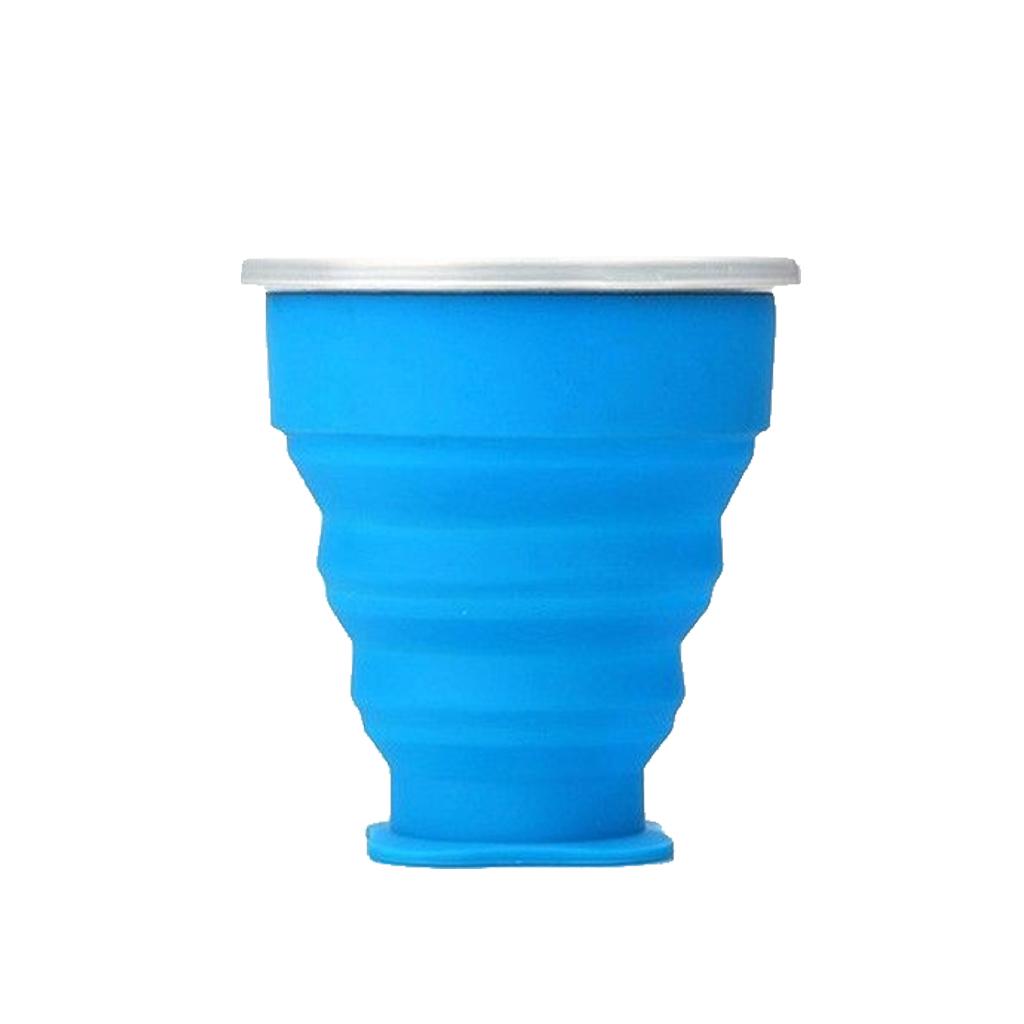 Silicone Camping Folding Cup Collapsible Trip Outdoor Travel Tool Blue