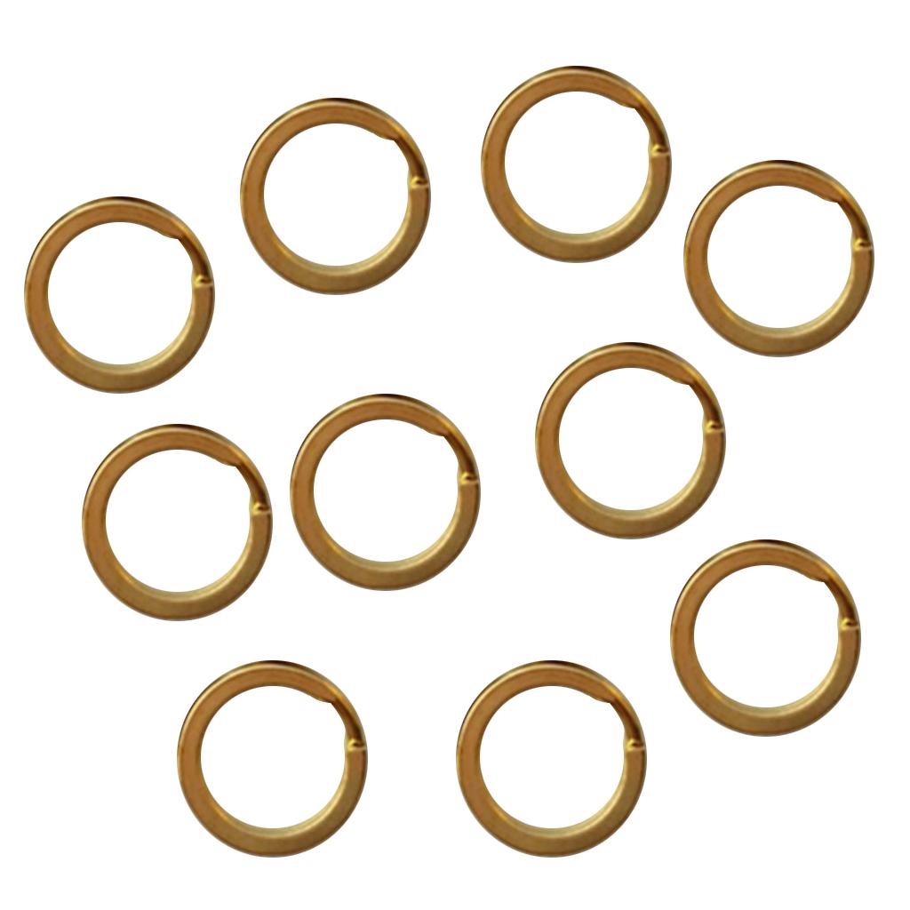 10 Pieces Brass Flat Round Split Key Chain Rings Key Holder Craft 15mm