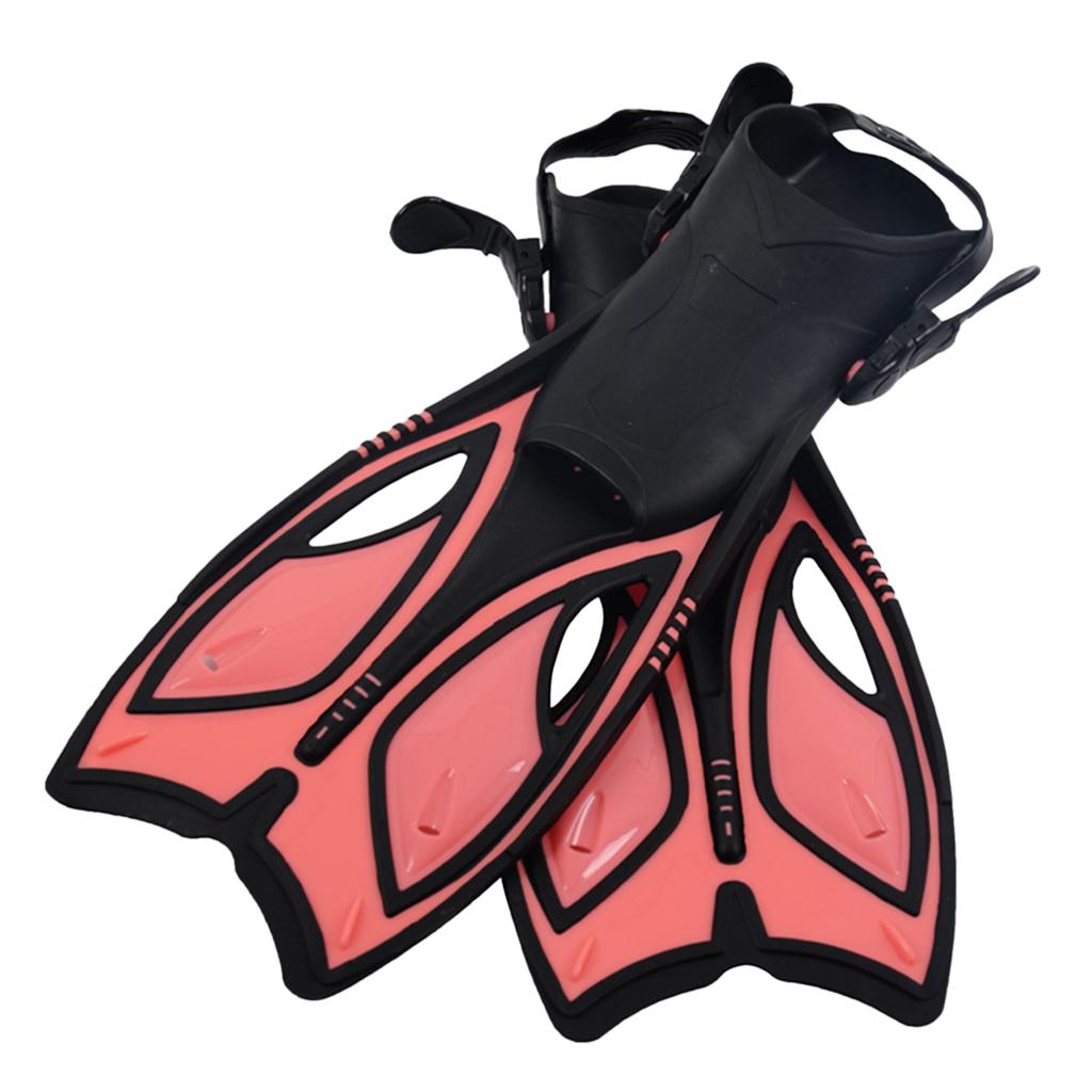 Adjustable Adults Flippers Swimming Snorkeling Diving Training Fins Pink M