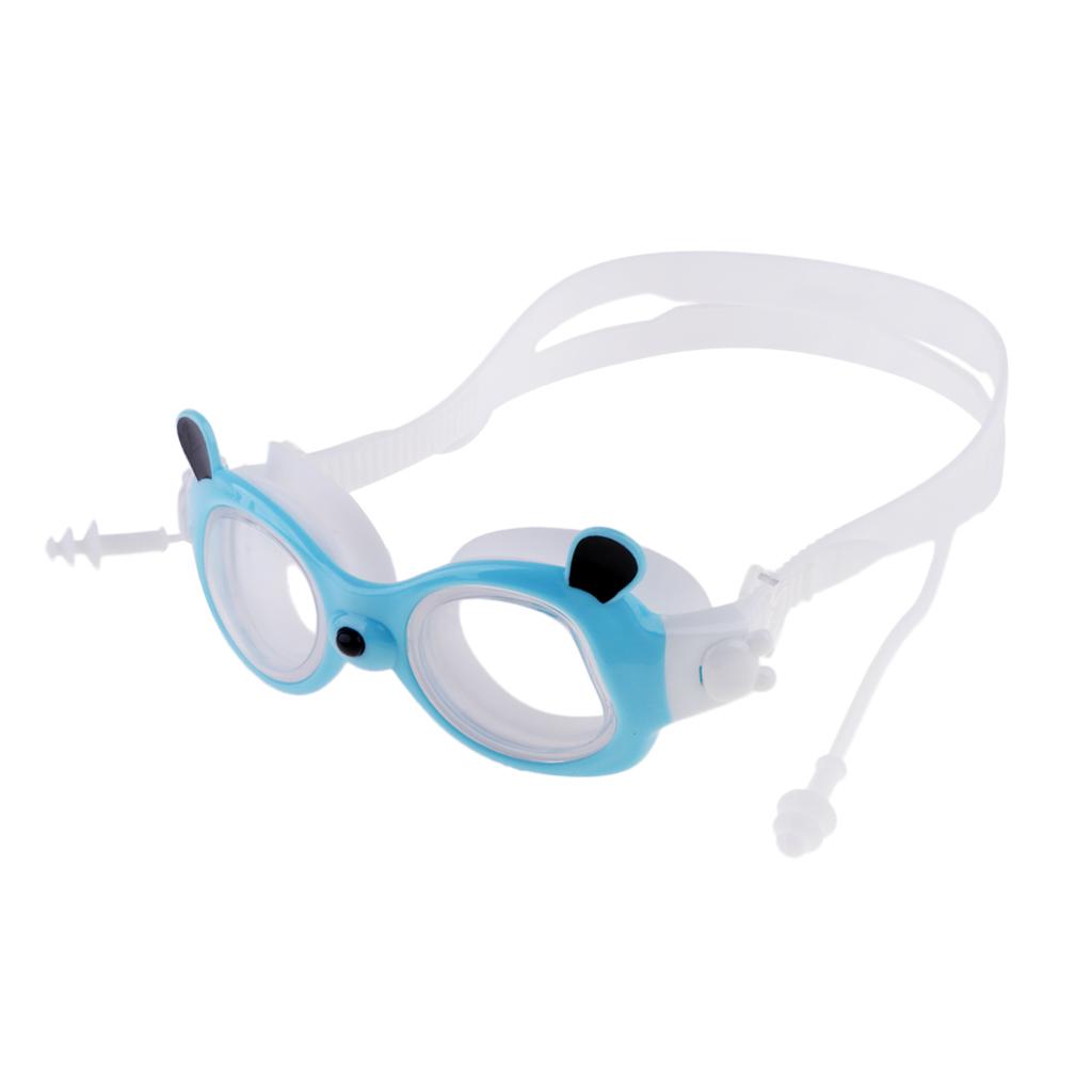 Waterproof Children Panda Cartoon Swimming Swim Goggles Glasses  Light Blue