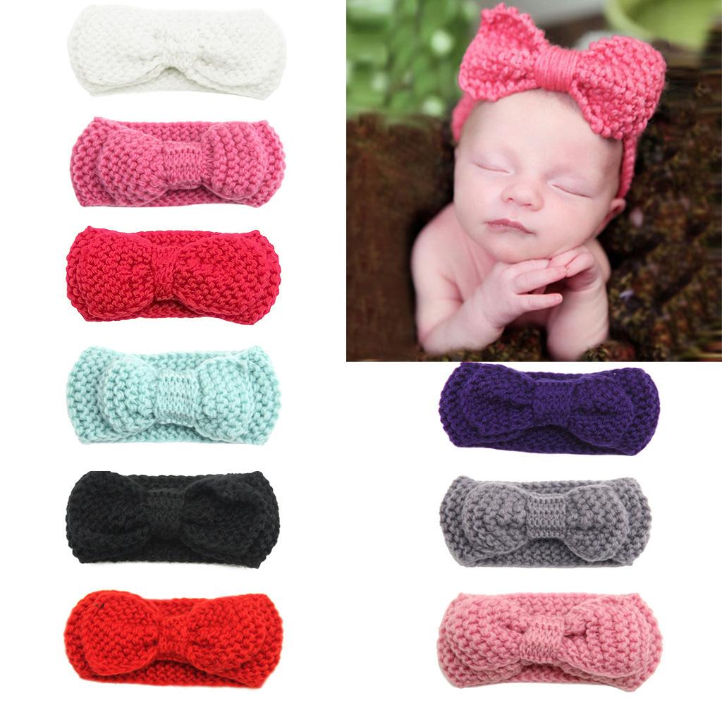 Infant Baby Girl Flower Elastic Crochet Hairbands Headband Photo Props White