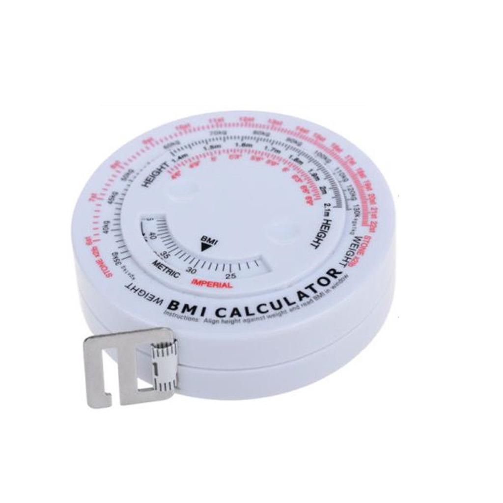 Body Mass Index Tape Calculator & Retractable Measure Diet Weight Loss Round