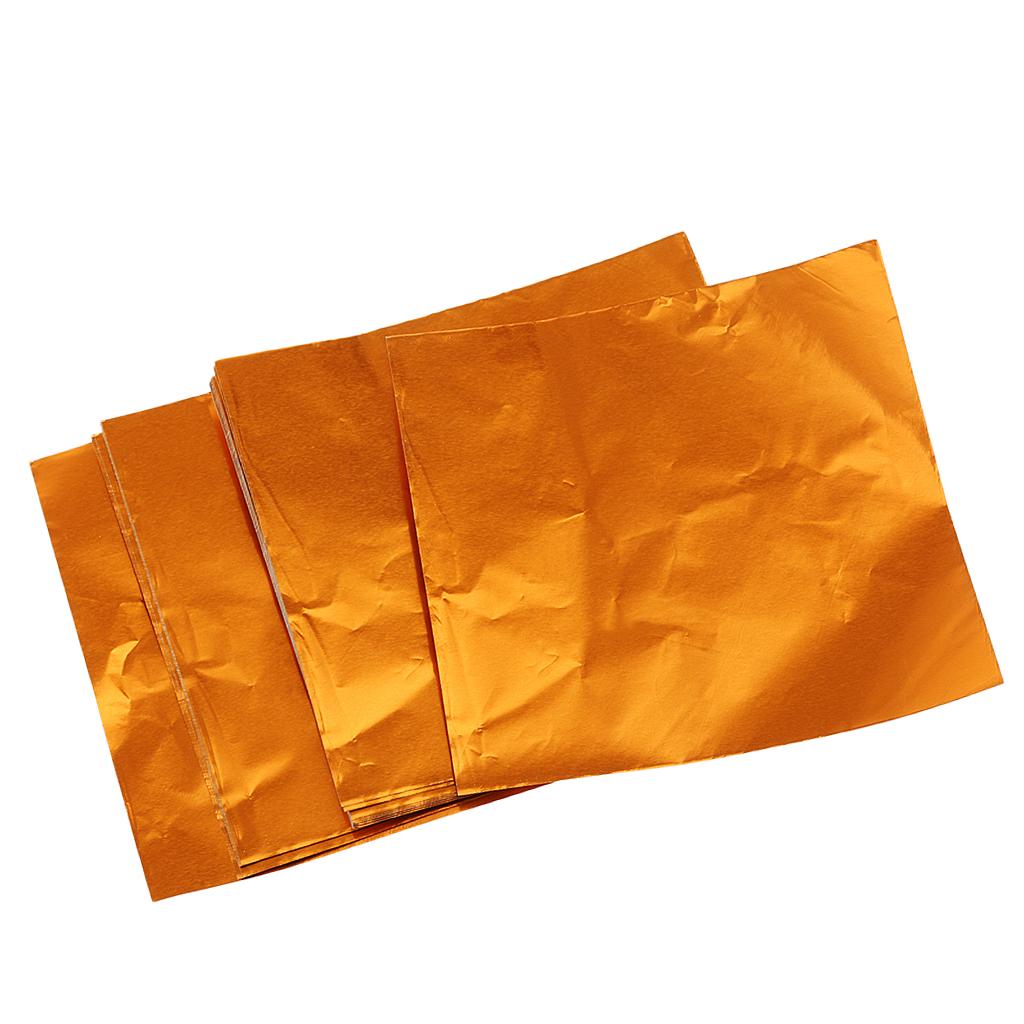 100x Chocolate Candy DIY Package Foil Paper Aluminum Tinfoil Wrappers Orange