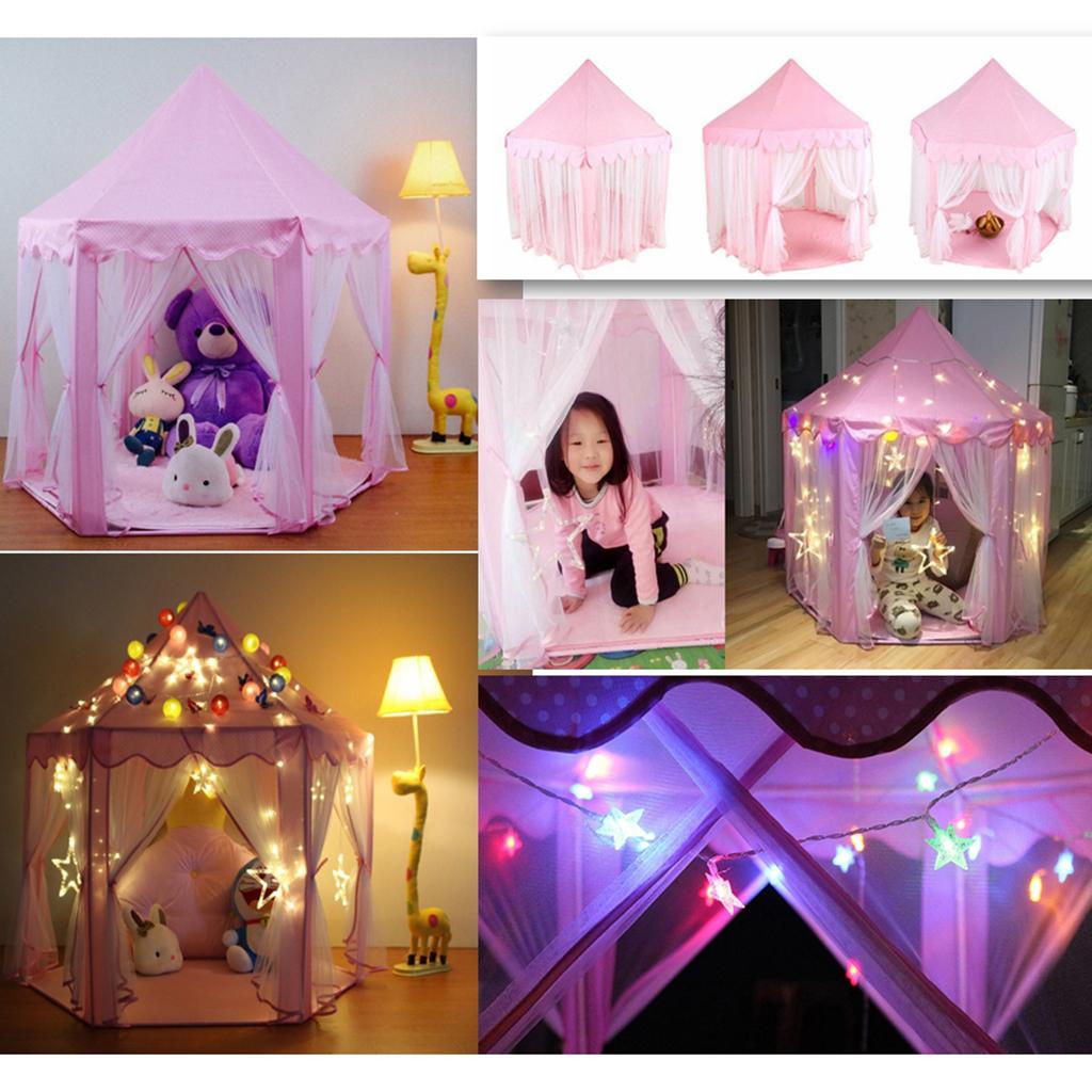 Indoor and Outdoor Kids Play House Hexagon Princess Castle Play Tent Pink