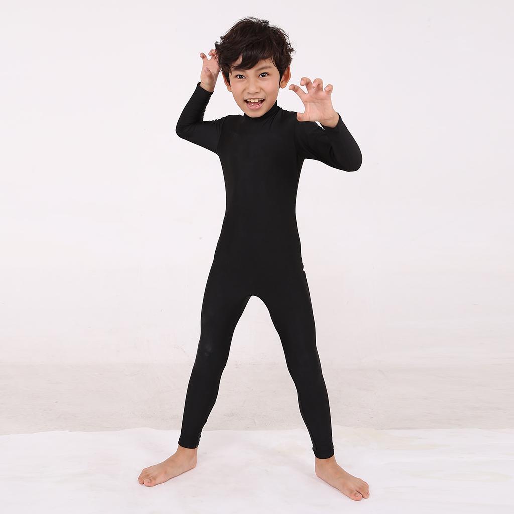Little Girls Boys Spandex Long Sleeve Unitard Tights Dance Zentai Costumes 
