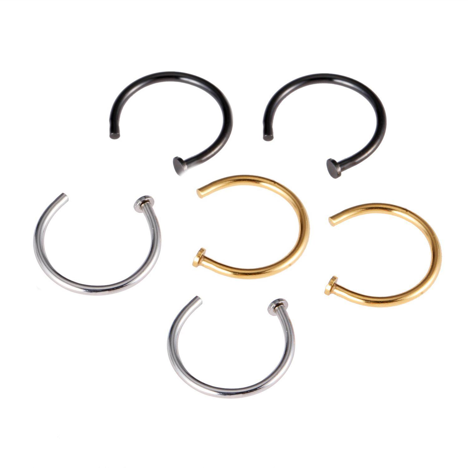 3 Pair Stainless Steel Eyebrow Tongue Lip Nose Ring Hoop Body Piercing