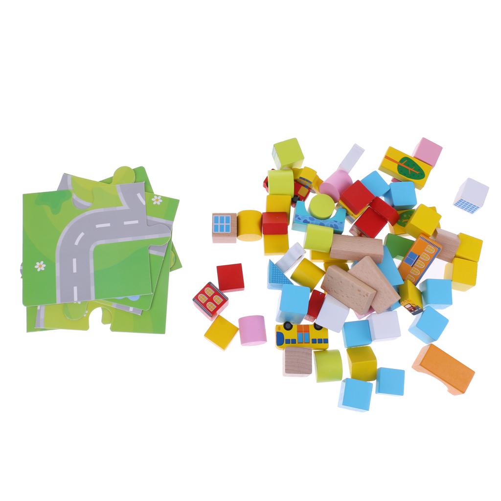 62 piece Building Block Urban Traffic Scene Model Developmental Stacking Toy