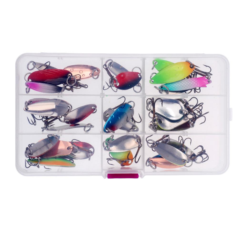 10Pcs//30Pcs Assorted Spoons Fishing Lures Set Metal Hooks Spinner Baits Tackle