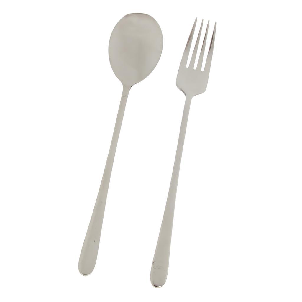 Korean Spoon Fork Set Stainless Steel Flatware Long Handle Cutlery Pack of 2