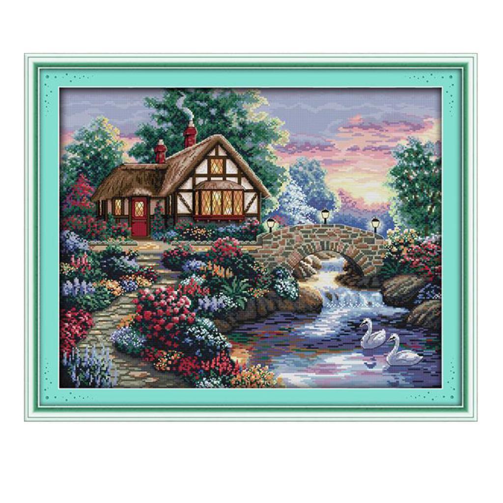 Counted /& Stamped Cross Stitch kit Embroidery Kits with Pattern Colour Chart