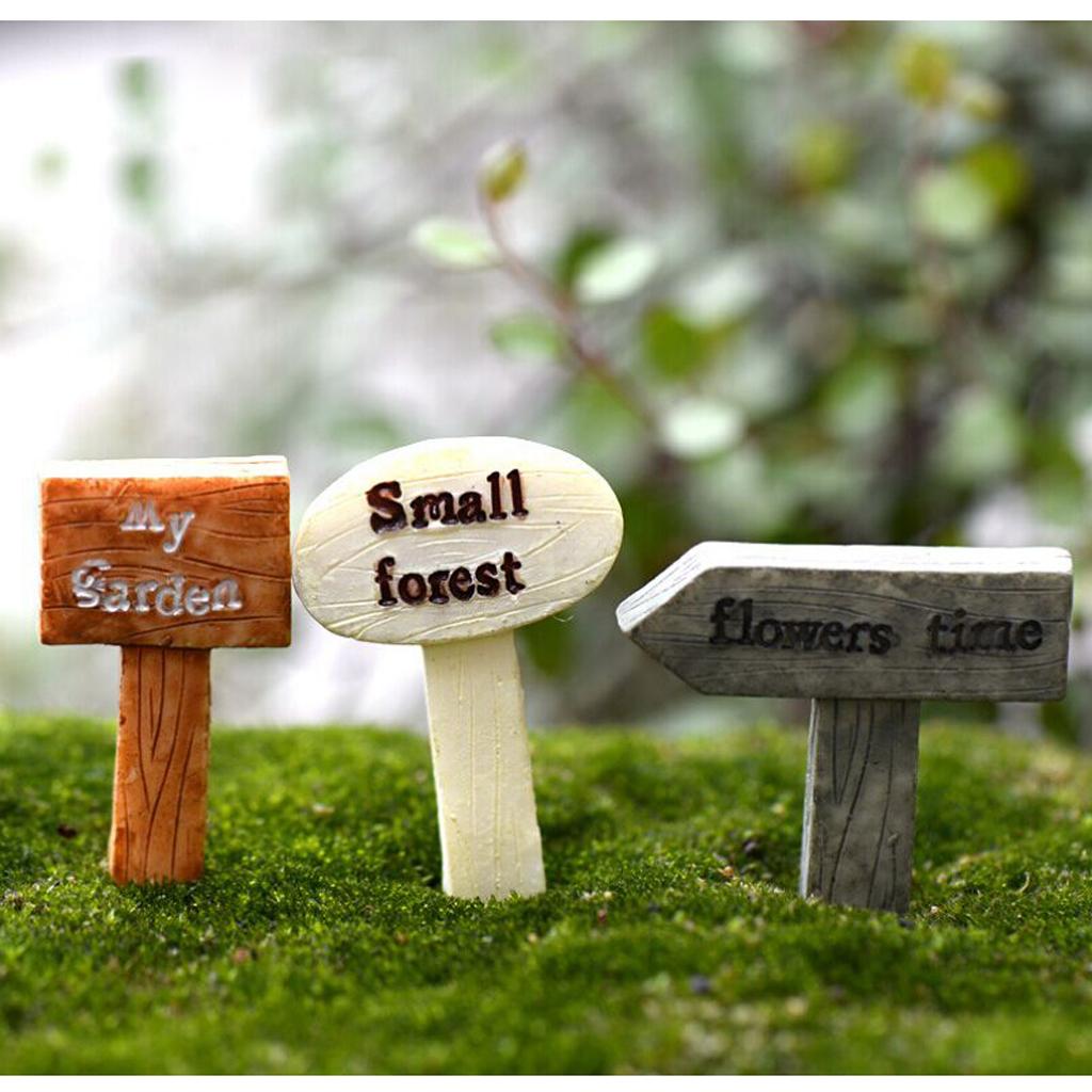 Miniature Dollhouse Bonsai Garden Landscape DIY Guideboard Decor 5pcs Coffee