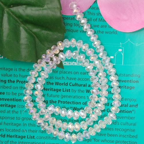 4x6mm Faceted Crystal Glass Rondelle Loose Beads Strand 16 Inch - Clear