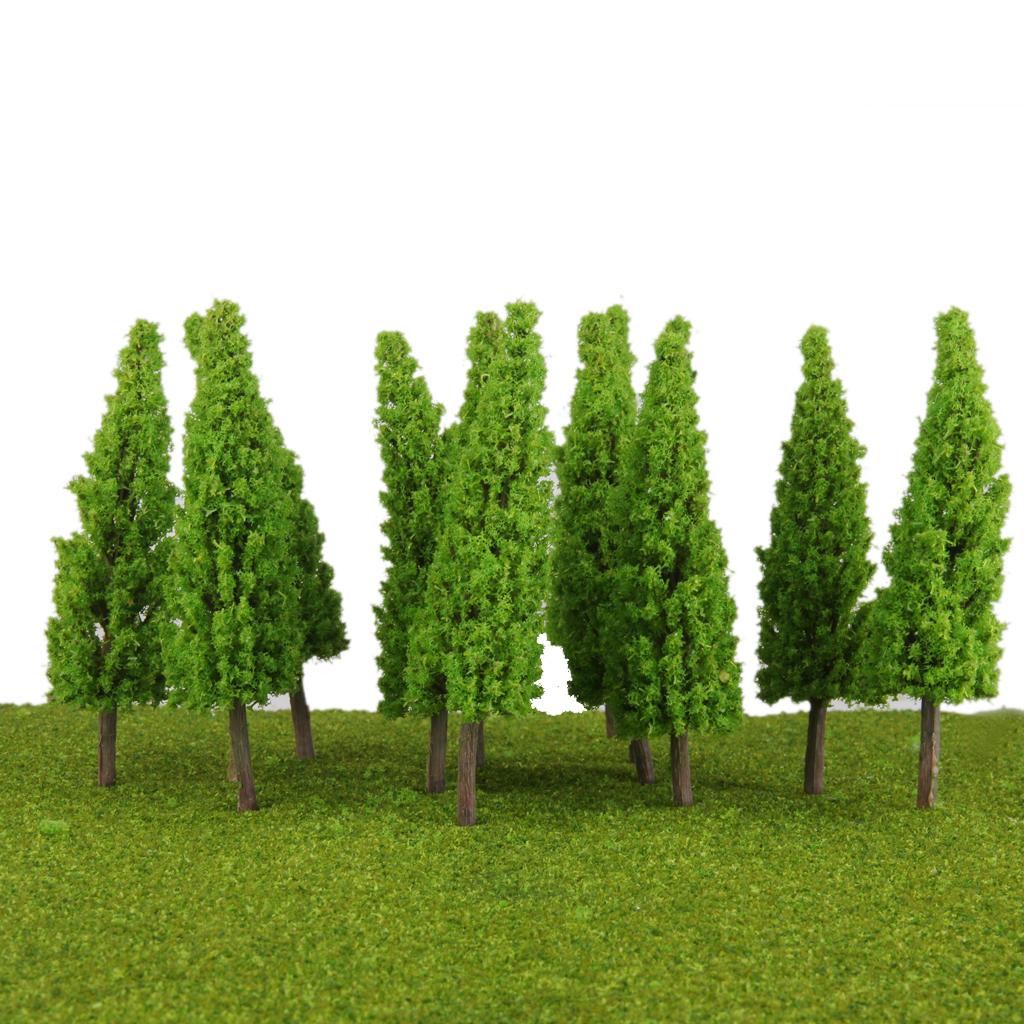 10Pcs Scenery Landscape Train Model Metasequoia Trees Scale 1/50 Light Green
