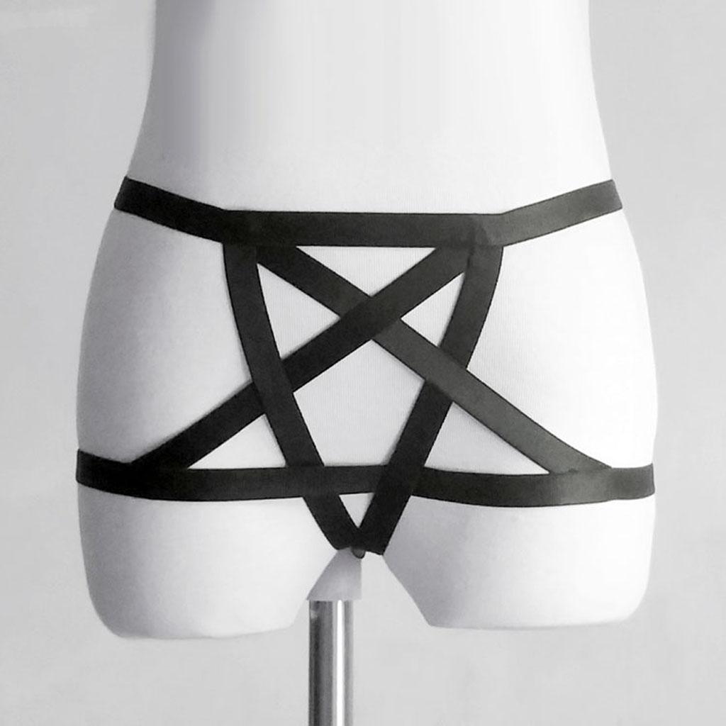  Women Nylon Elastic Pants Harness Gothic Body Underbust 1.5cm