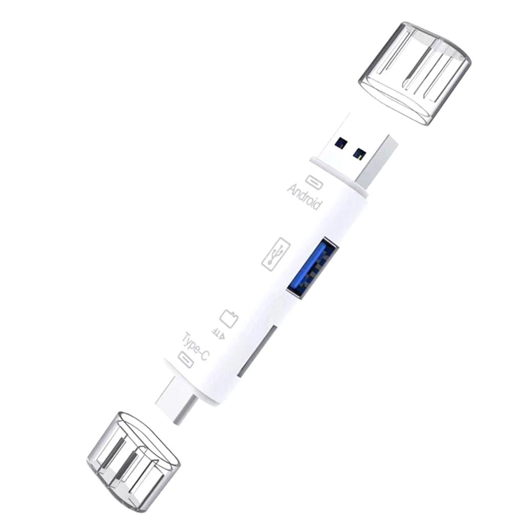 USB-C Type C/USB 3.1/Micro USB/OTG TF Card Reader for Phone Macbook white