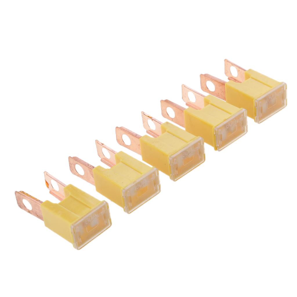  5 Pieces Auto Car FLK-M 32V Male Straight Long Blades PAL Fuses 60A Yellow