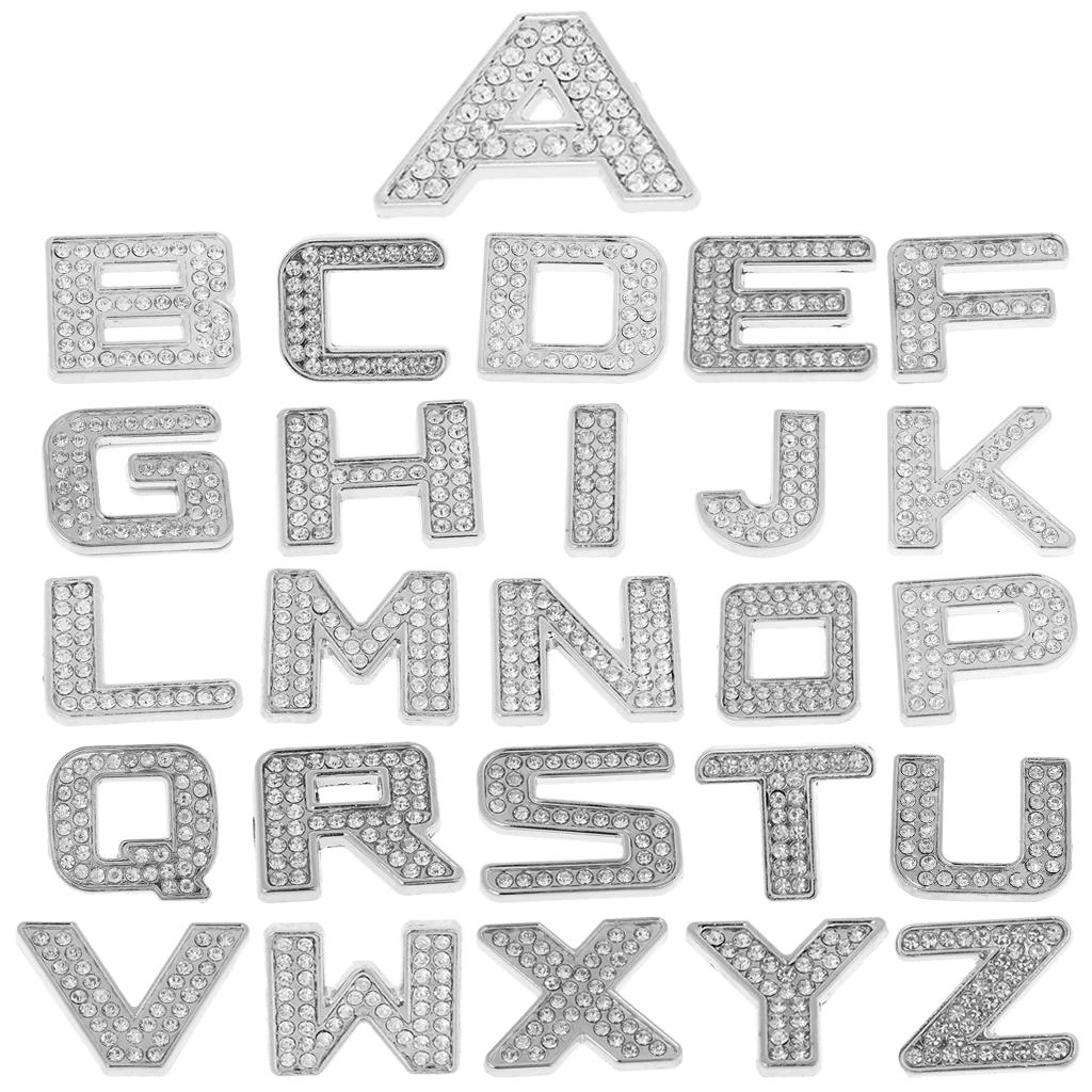 Rhinestone Diamante DIY Letter F Alphabet 3D Car Badge Sticker Decal Emblem