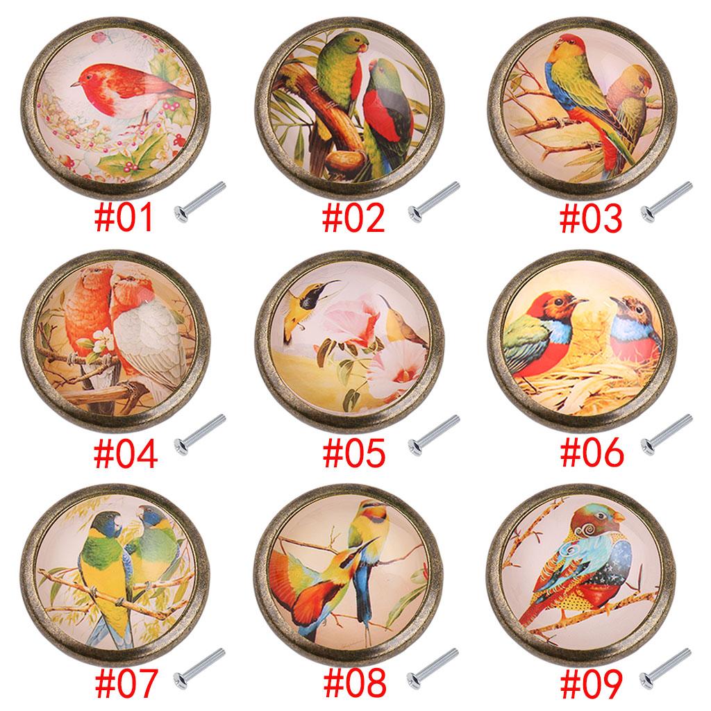 Vintage Metal Round Birds Drawer Knob Cupboard Cabinet Knobs Pull Handle #17