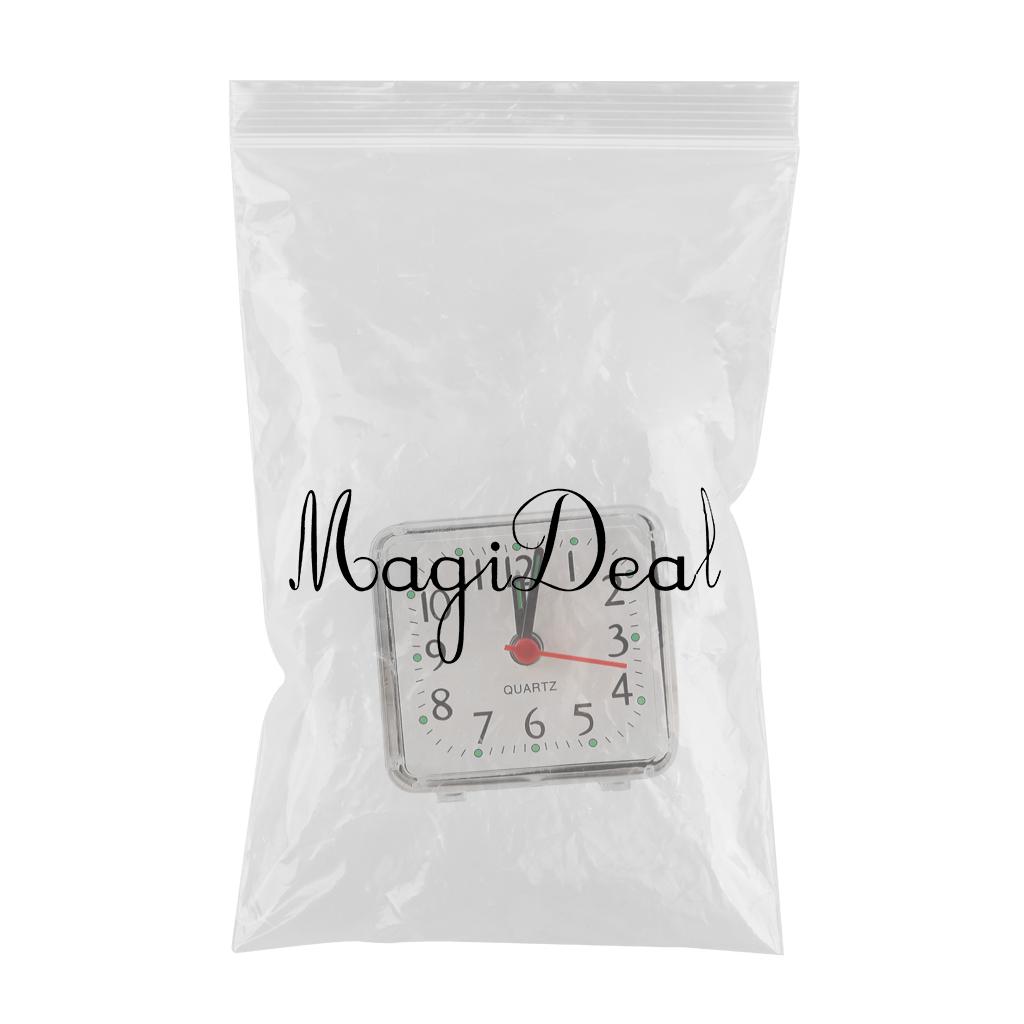 Mini Square Quartz Clock Travel Alarm Clock Bedroom Home Table Clock White