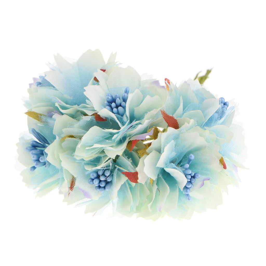 Artificial 60-Head Chrysanthemums Silk Flower Bouquet Decor Blue