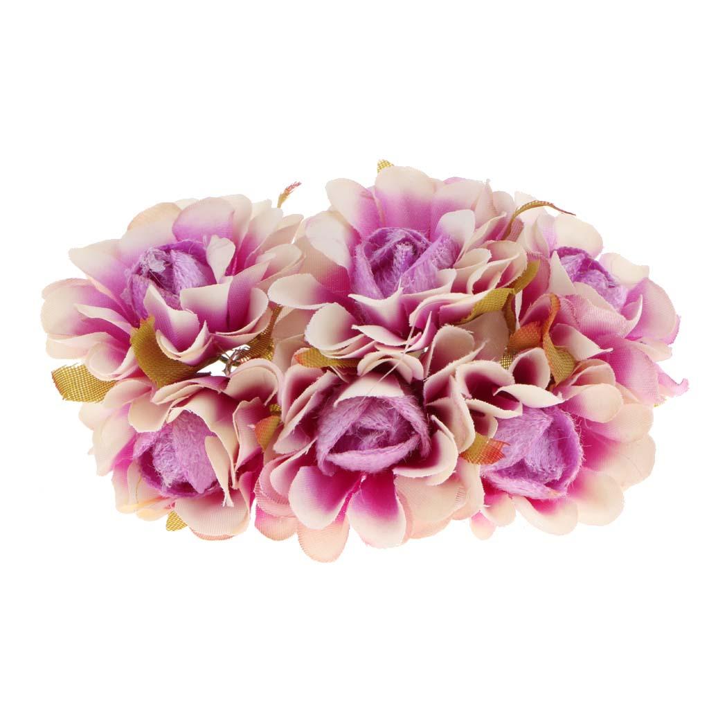 60x Wire Silk Plum Blossom Flowers Wedding Hair Clip Wreath DIY Purple