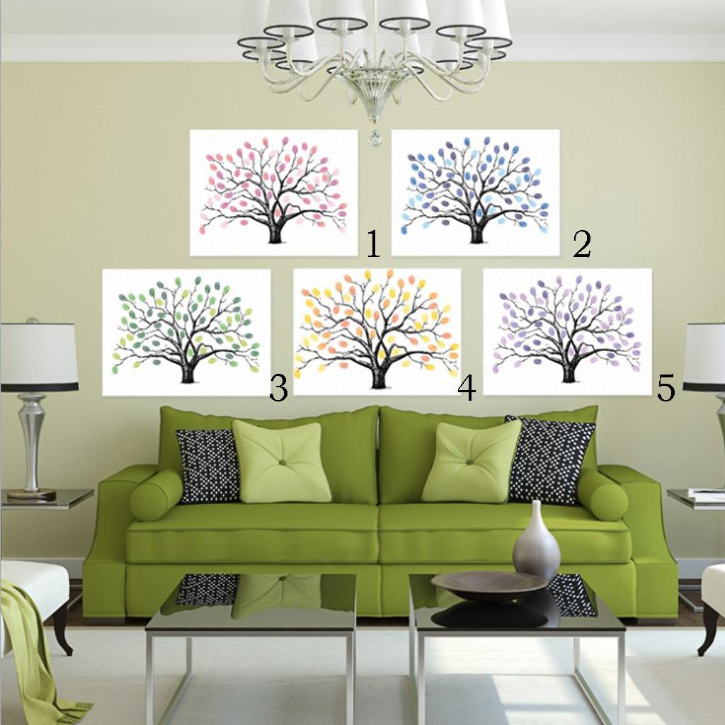 Wedding Thumbprint Tree Finger Painting Wedding Guest Book Green