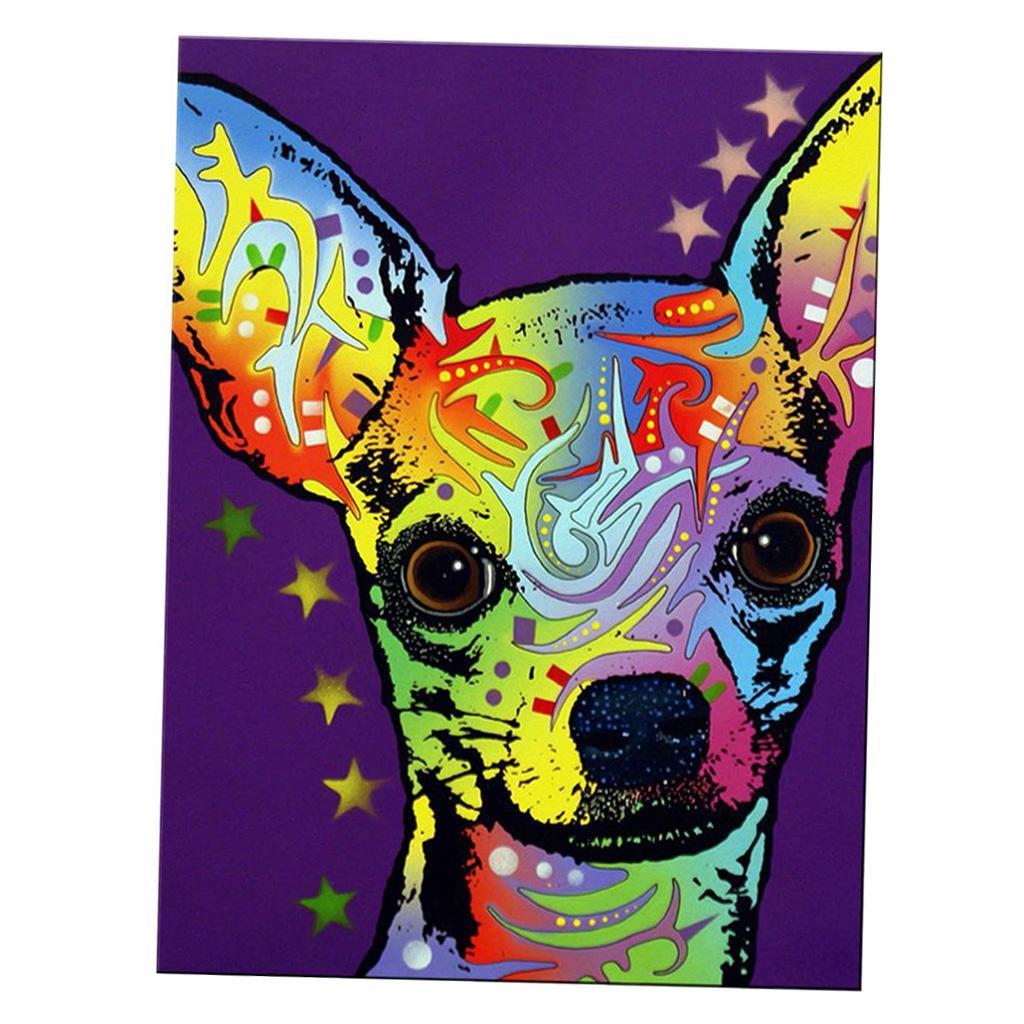 Frameless Multi-colored Dog Cat Art Print Oil Painting on Canvas Home Decor
