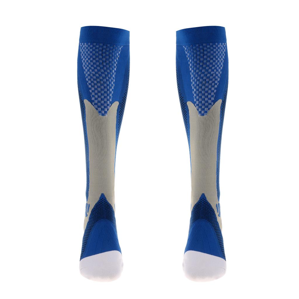 Compression Socks Sports Running Cycling Calf Shin Support Stockings Blue