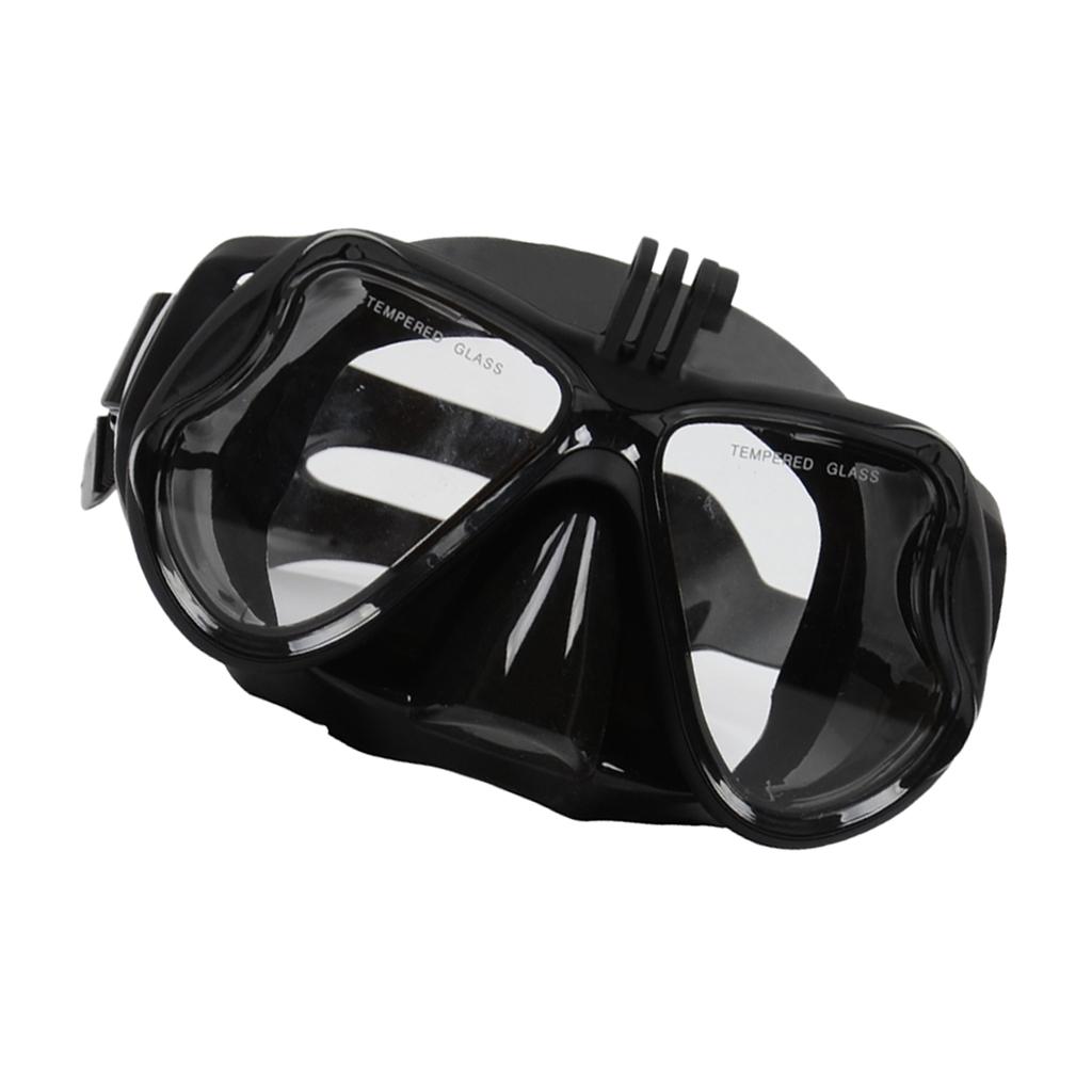 Adult Scuba Diving Mask Tempered Glasses Snorkeling Anti-Fog Goggles Black