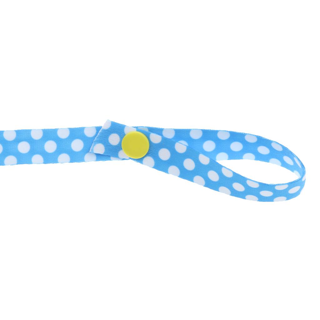 Stroller Strap Anti Drop Toy Fastening Pacifier Clips Hanger Blue Polka Dots
