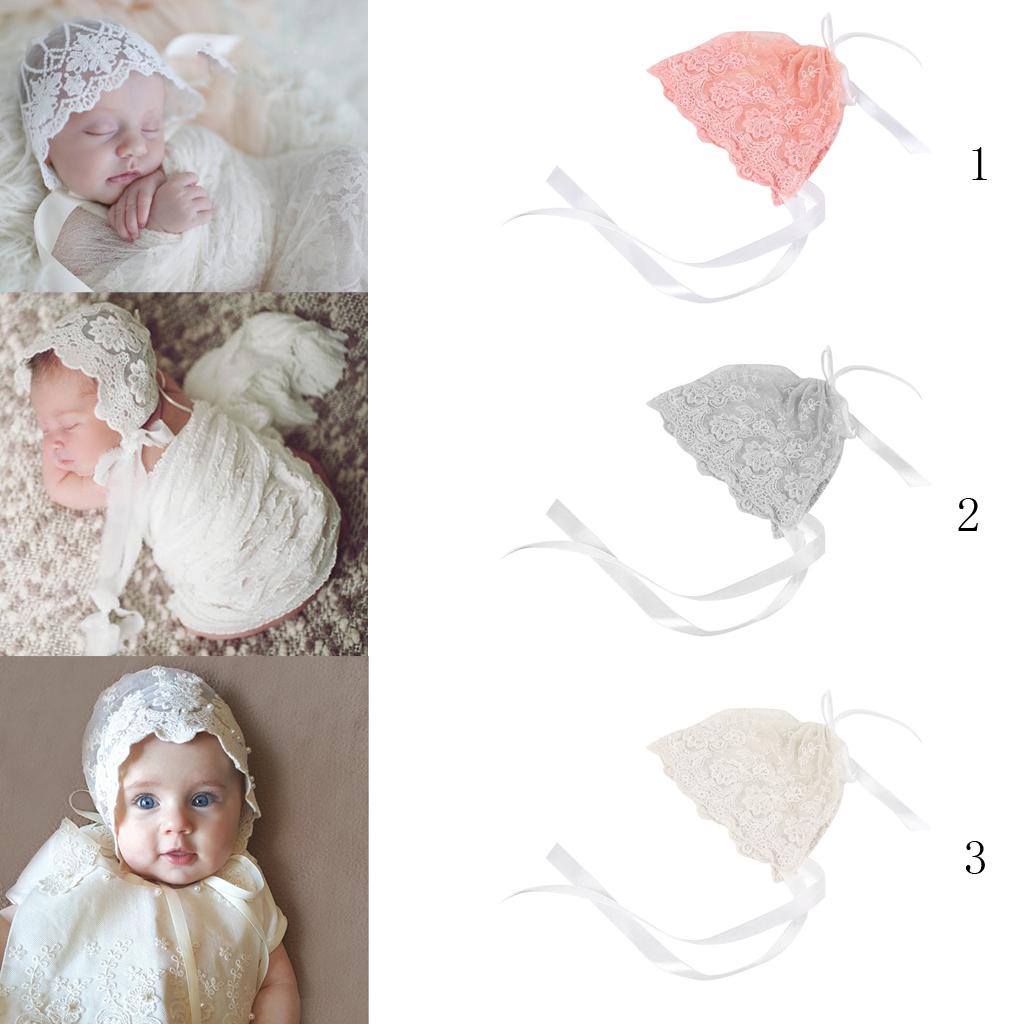 Baby Lace Floral Bonnet Toddler Cotton Hat Infant Photography Accessory  White
