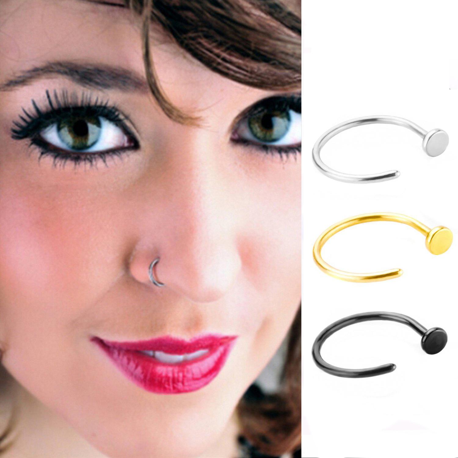 3pcs Stainless Steel Nose Ring Hoop Piercing Body Jewelry Multicolor 8mm