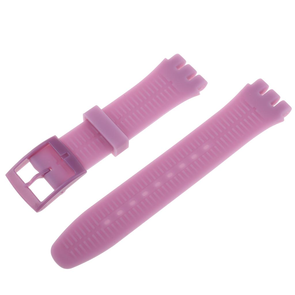 19mm Silicone Rubber Replacement Watch Bands Waterproof Light Purple