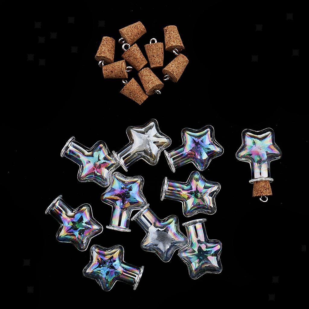 10pcs Small Glass Bottle Message Treasure Charm Pendant DIY Kit For Necklace