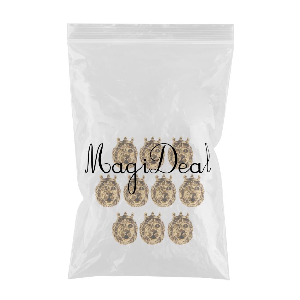 10 Pieces Lion Head Pendants Bracelets Charm Jewelry Accessory Golden