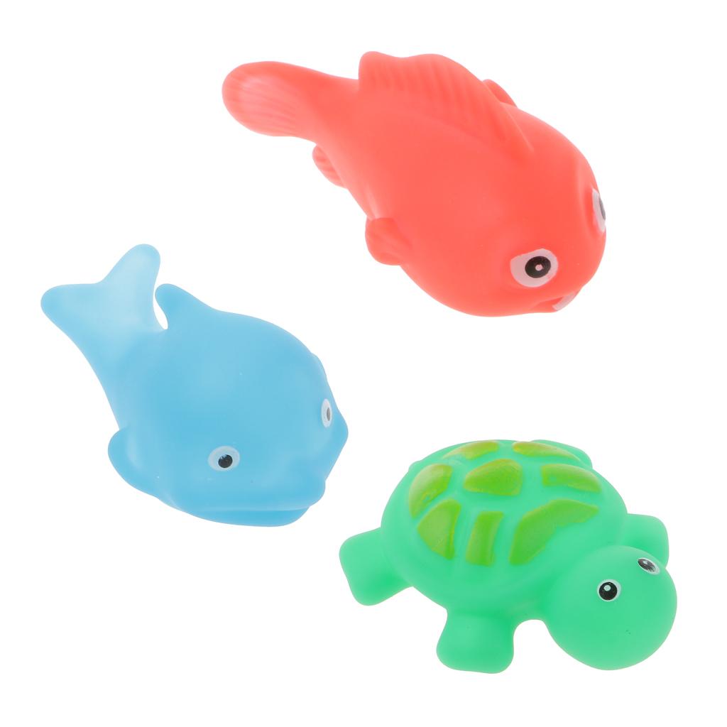 Baby Squeaky Bath Time Toy Rubber Mini Swimming Animals Set of 6 Pcs