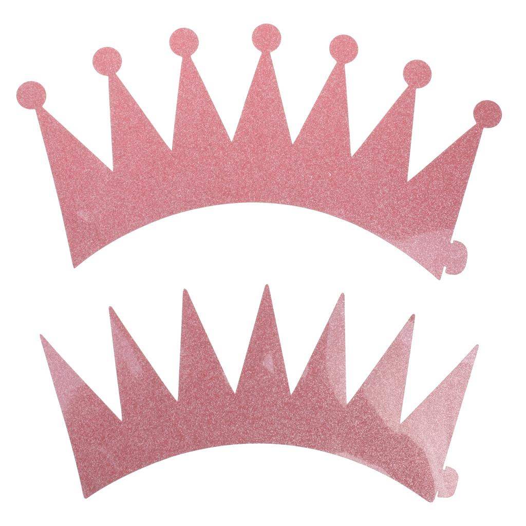 6pcs Glitter Princess Prince Crown Tiara Kid Baby Birthday Party Hat Pink