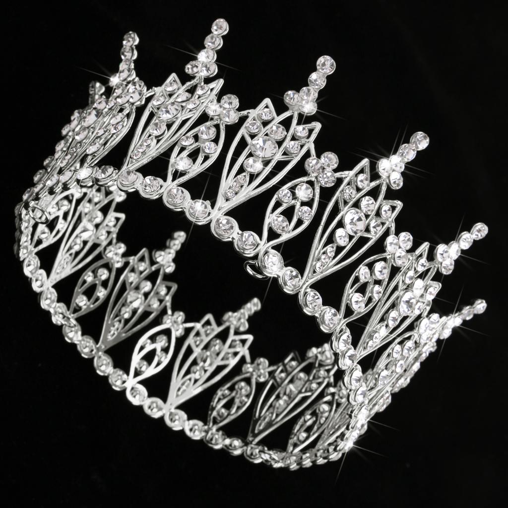 Diamante Rhinestone Baroque Tiara Crown Wedding Party Bridal Headwear Silver