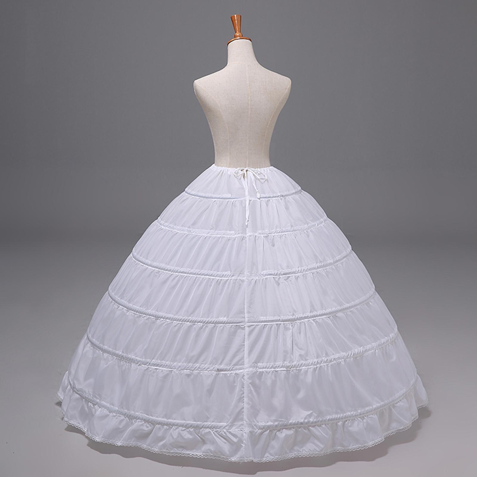 Vintage White Long 6 Hoops Petticoat Extra Full Wedding Ball Gown Crinoline Skirt