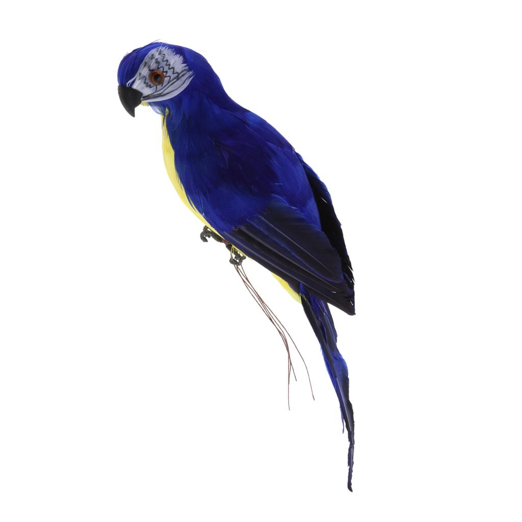 Realistic Macaw Parrot Artificial Feather Bird Animal Ornament Toy Blue