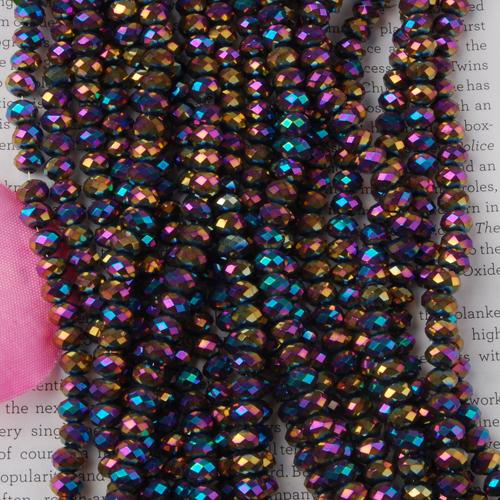 4x6mm Faceted Crystal Glass Rondelle Loose Beads Strand 16 Inch - Multi-color