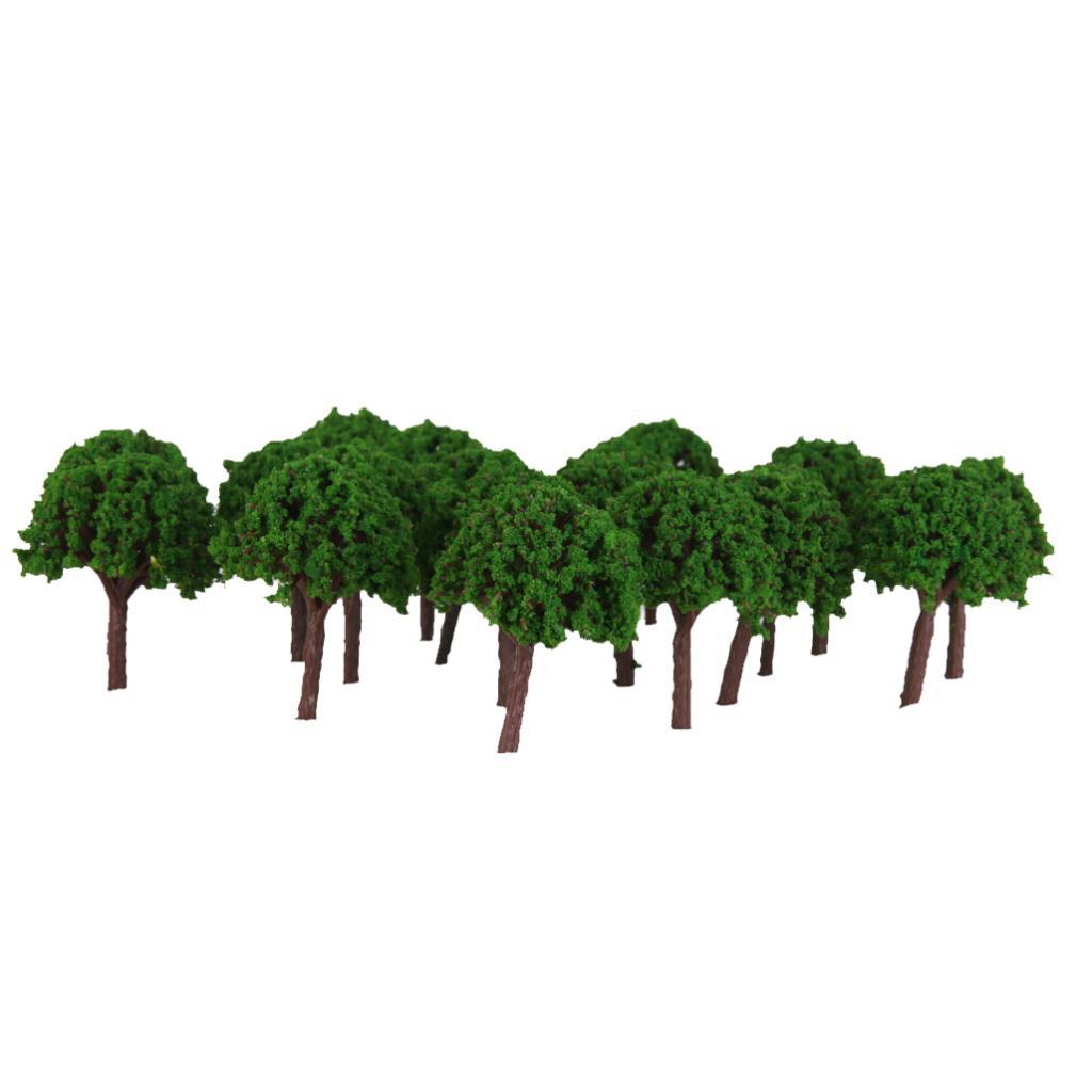 50pcs 3cm Scenery Landscape Train Model Trees Light Green Scale 1/500