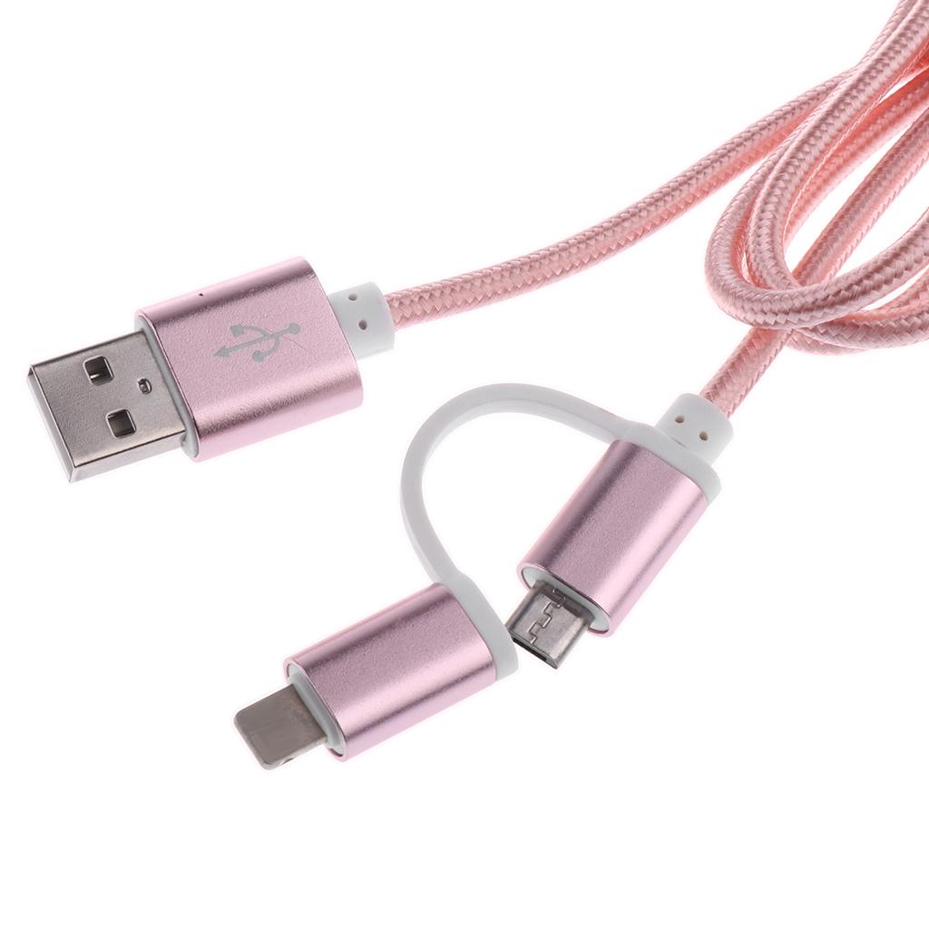 2-in-1 Charging Cable Data Sync Cable Lead for iPhone X 8, Android Rose Gold